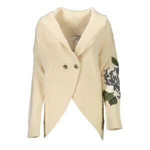 Blugirl Knitted Floral Sleeve Cardigan Women Beige Sweaters
